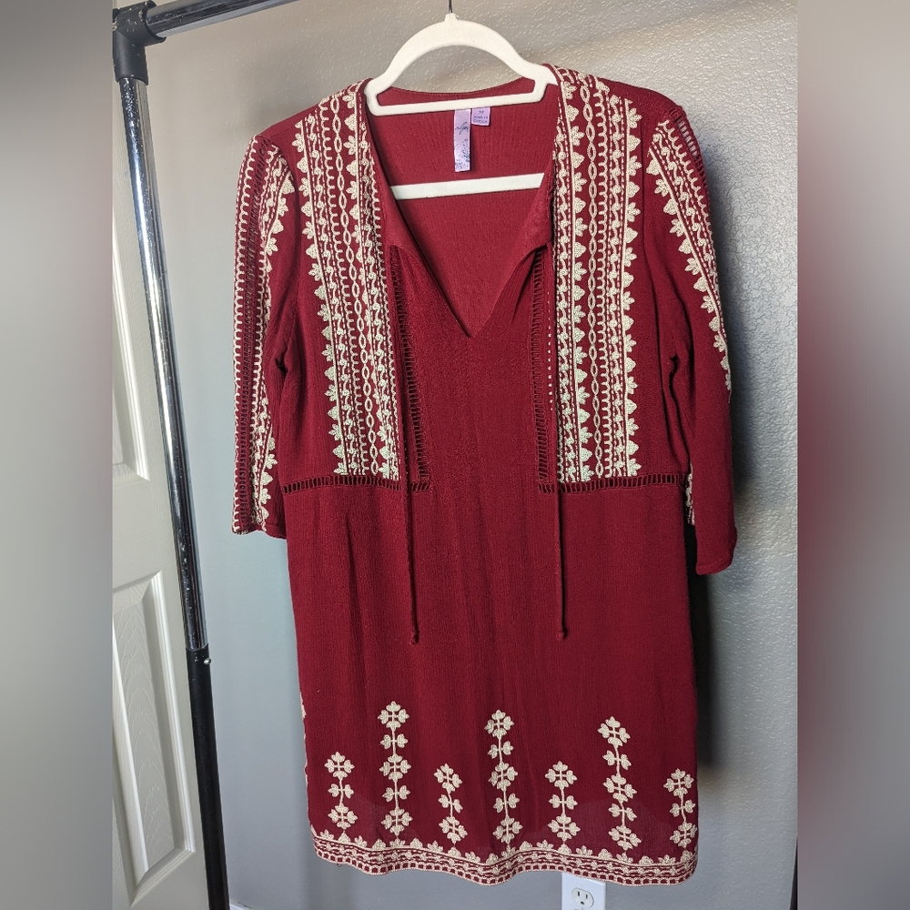 Alya Burgundy Embroidered Dress